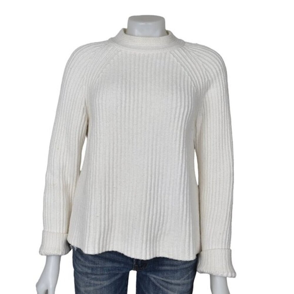 Banana Republic White Ribbed Mock Neck Knit Sweater Size Medium